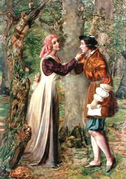 Celia Telling Rosalind that Orlando is in the Forest Oil Painting by Edward Rainford