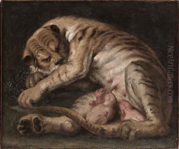 Tigress and cubs, mid-17th century Oil Painting by (follower of) Rubens, Peter Paul