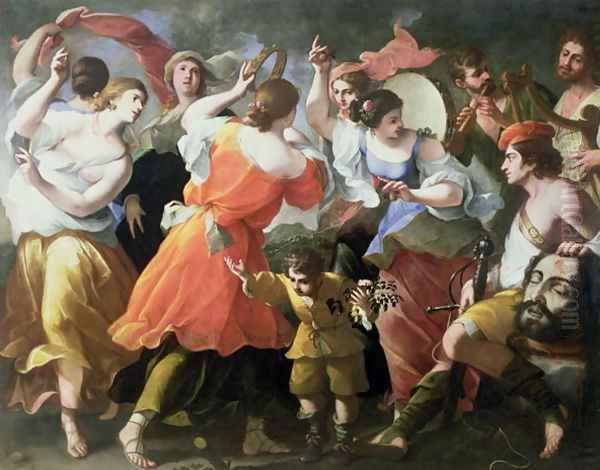 The Triumph of David, 1673 Oil Painting by Michele Ragoglia