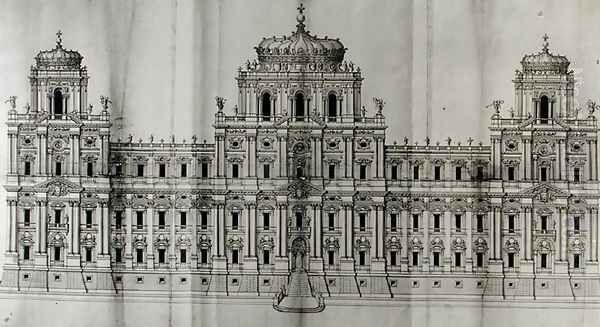 Project for the east facade of the Louvre, from Recueil du Louvre volume I fol. 10, 1664 Oil Painting by Carlo Rainaldi