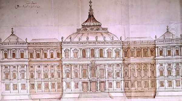 Second Design for the Principal Facade of the Louvre Oil Painting by Carlo Rainaldi