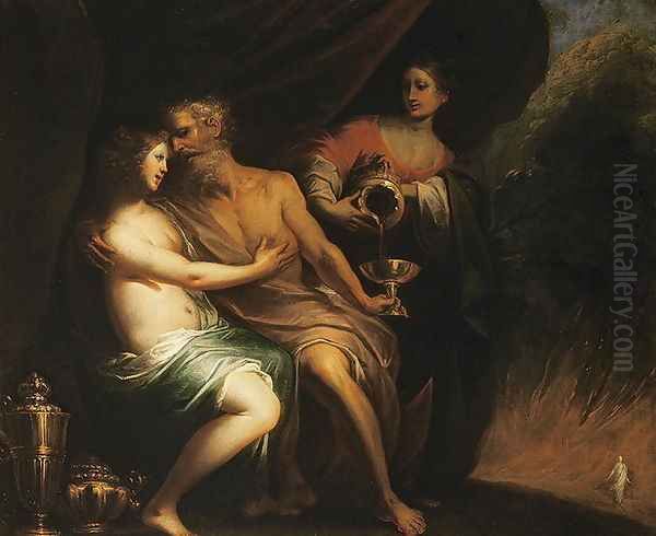 Lot and his Daughters Oil Painting by Pietro Ricchi