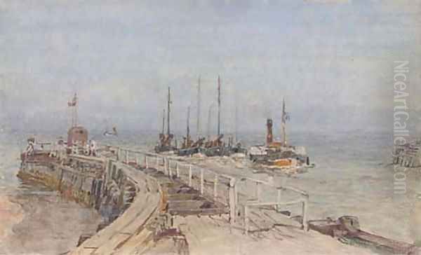 Towing the fishing fleet into port Oil Painting by Henry Robert Robertson