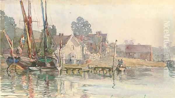 Pin Mill, Suffolk Oil Painting by Henry Robert Robertson