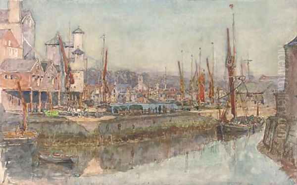 The harbour at Ipswich Oil Painting by Henry Robert Robertson