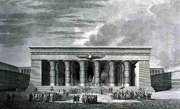 The Restoration of a Large Egyptian Temple, engraved by Pierre Nicolas Ransonette 1745-1810 from Volume III of Voyage Pittoresque, published by Letronne, Paris, 1799 Oil Painting by Pierre Nicolas Ransonette