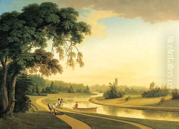 The Sheet of Water at Carton Park, Co. Kildare Oil Painting by Thomas Roberts