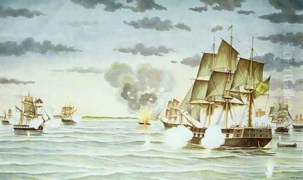 The Battle of Quilmes during the Cisplatine War 1825-28 between Uruguay and Brazil Oil Painting by J. Raison