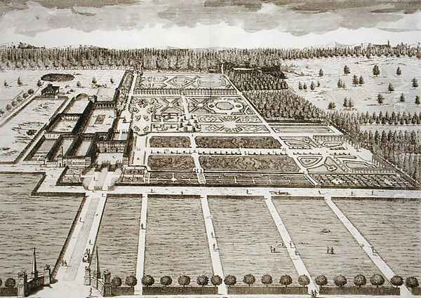 The Palace and Gardens, from Delights of the Villa Castellazzo by Domenico Felice Leonardi, published 1743 Oil Painting by Marc'Antonio dal Re