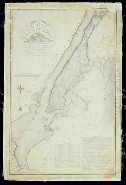 Map of the City of New York as Laid Out by the Commissioners, 1814 Oil Painting by John Jr. Randel