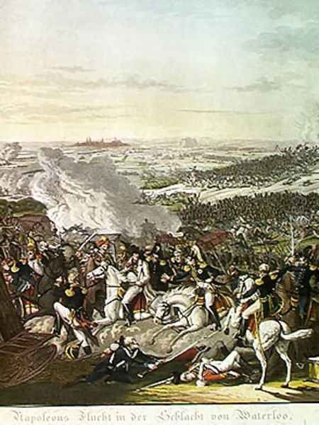 Flight of Napoleon I 1769-1821 Battle of Waterloo, 18th June 1815, 1816 Oil Painting by Johann Lorenz Rugendas