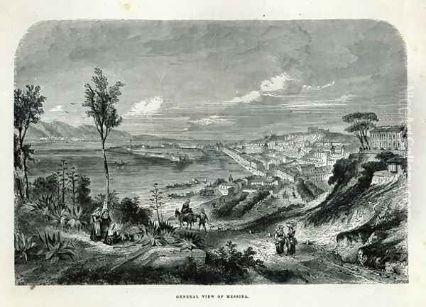 General View of Messina Oil Painting by Rouargue, Adolphe