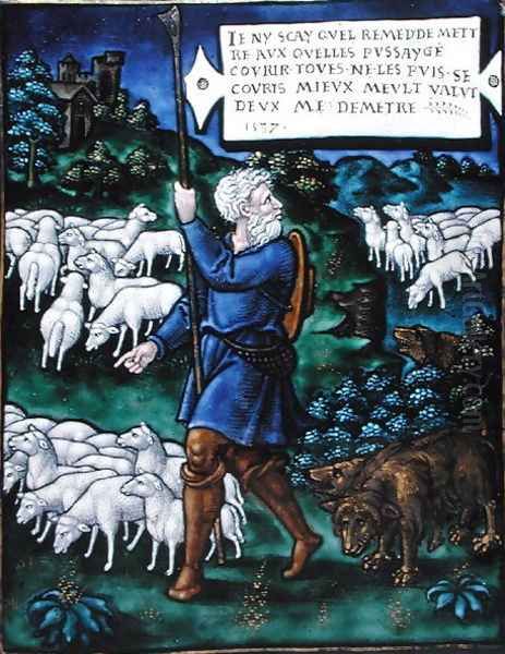 Plaque depicting the Bad Shepherd, 1537 Oil Painting by Pierre Raymond