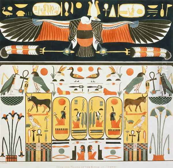 Mural from the Tombs of the Kings of Thebes, discovered by G. Belzoni, plate 2 from Plates Illustrative of the Researches in Egypt and Nubia, engraved by Charles Hullmandel 1789-1850 1820-22 Oil Painting by Ricci, J.