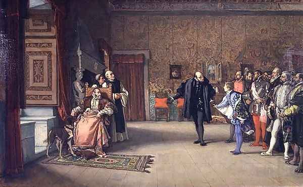 The Presentation of Don John of Austria to Charles V in c.1558, 1869 Oil Painting by Eduardo Rosales