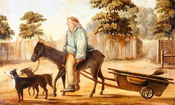 The Eccentric Billy Hicks, Shere, 1854 Oil Painting by F. Randoll