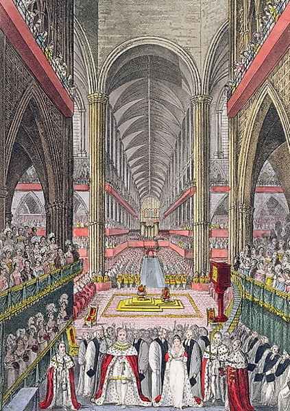 The Coronation of William IV 1765-1837 and Adelaide 1792-1849 in Westminster Abbey in 1830, 1831 Oil Painting by W. Read