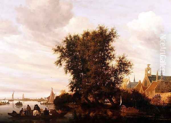 The Maas near Gorkum Oil Painting by (circle of) Ruysdael, Jacob Salomonsz.