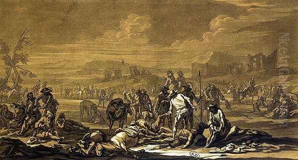 After the Battle, 1695, engraved by Christian Rugendas 1708-81 c.1740 Oil Painting by Rugendas, Georg Philipp I