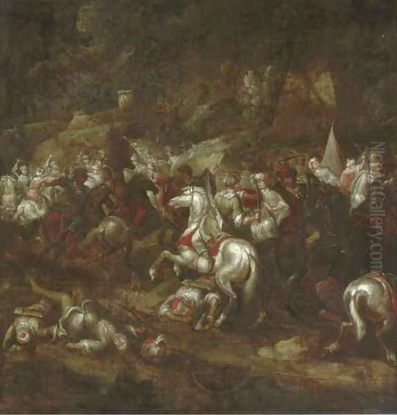 A cavalry battle 3 Oil Painting by Rugendas, Georg Philipp I