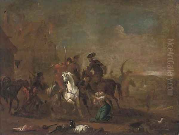 A cavalry pillage Oil Painting by Rugendas, Georg Philipp I