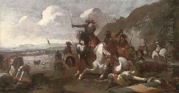 A cavalry skirmish Oil Painting by Rugendas, Georg Philipp I