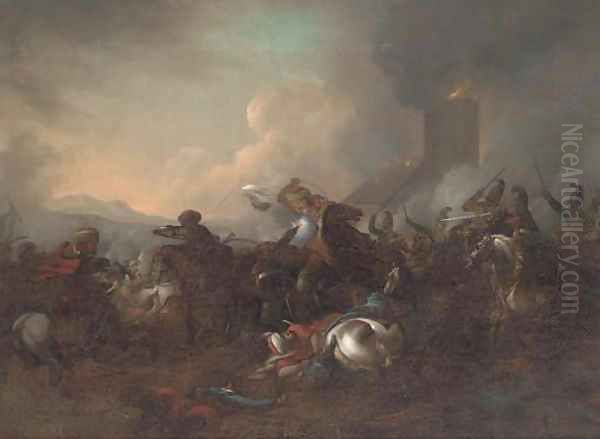 A cavalry skirmish between Christians and Turks Oil Painting by Rugendas, Georg Philipp I