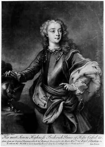 Portrait of Frederick II 1720-1785, Landgrave of Hesse-Cassel, engraved by John Simon Oil Painting by Cavaliere Carlo Francesco Rusca