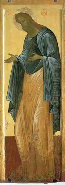 St. John the Forerunner, from the Deisis tier of the Dormition Cathedral in Vladimir Oil Painting by (circle of) Rublev, Andrei