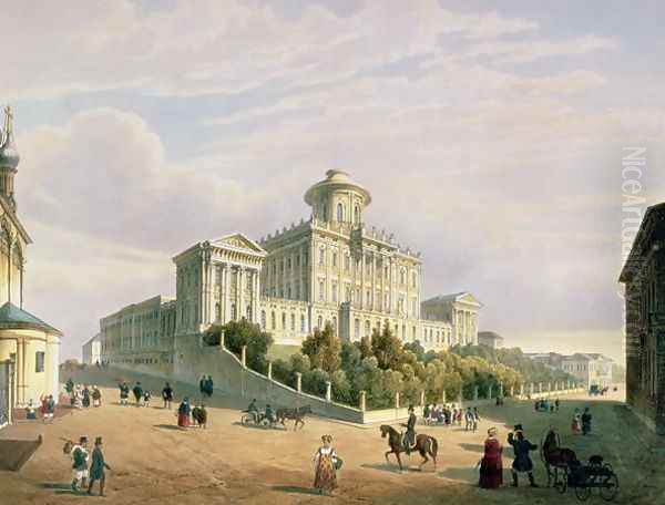 The Pashkov House The Institute of Nobility, 1830s Oil Painting by Roussel, Paul Marie