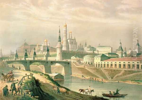 View of the Moscow Kremlin, 1830 Oil Painting by Roussel, Paul Marie