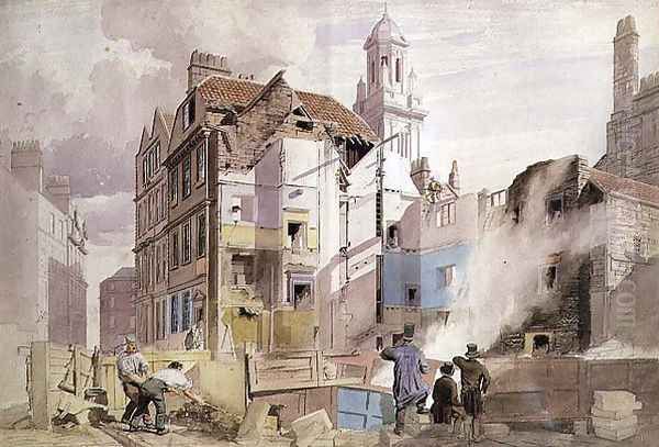 Demolition of Houses in Abbeygate Street, Bath Oil Painting by George Rosenberg