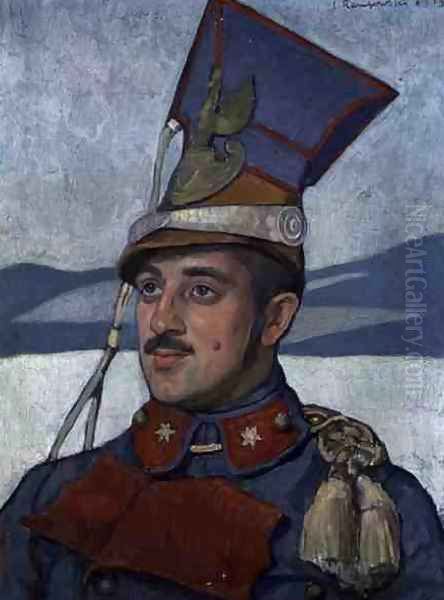 Portrait of Lieutenant Roman Machnicki 1889-1943 c.1915 Oil Painting by Jan Rembowski