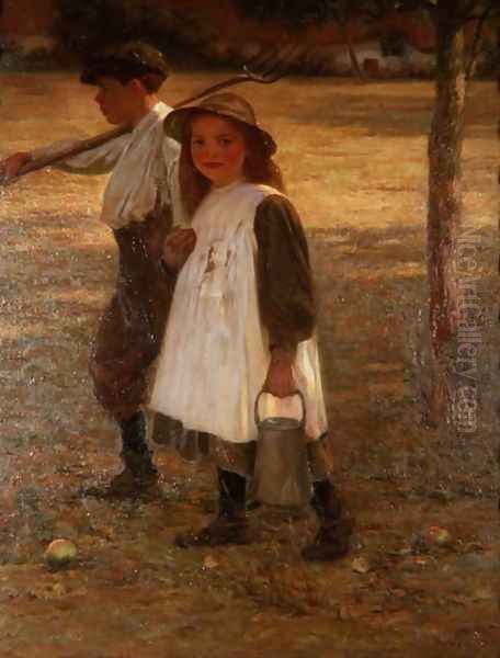 The Return of the Young Farmers, 1911 Oil Painting by Edward Ridley