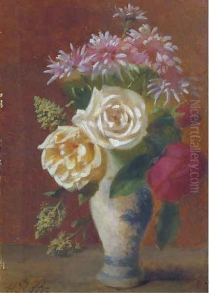 A mixed bouquet Oil Painting by Henri Robbe