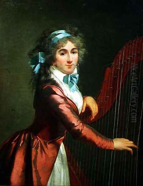 Portrait of a Young Harpist Oil Painting by Adele Romany