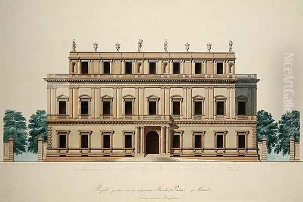 Design for the front facade of the Town Hall in Kassel Oil Painting by Julius Eugen Ruhl