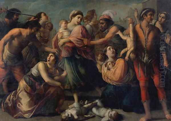 The Massacre of the Innocents Oil Painting by (circle of) Rosa, Francesco de (Pacecco)