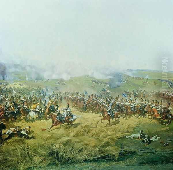 The Rayevsky Batter, detail from the Battle of Borodino in 1812 Oil Painting by Frants Alekseevich Rubo