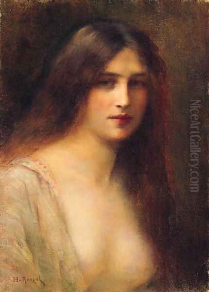 A Young Beauty Oil Painting by H. Rondel