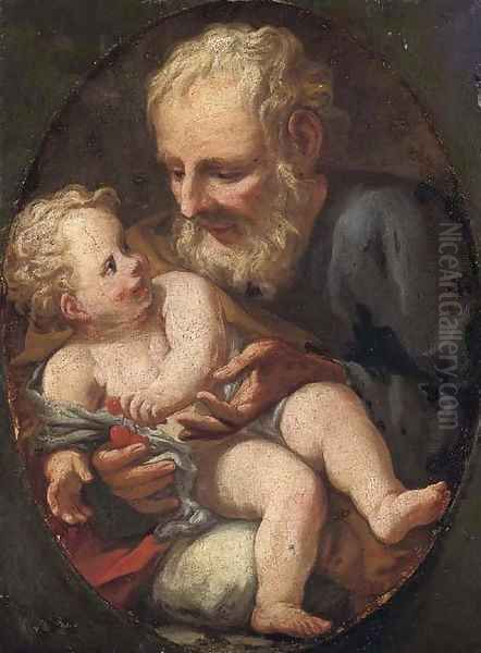 Saint Joseph with the Infant Christ Oil Painting by Guido Reni