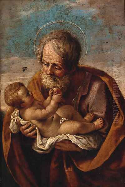 Joseph with the Christ child in his arms Oil Painting by Guido Reni