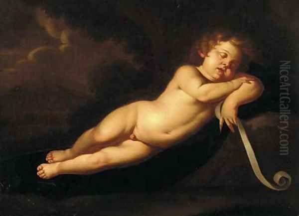 A sleeping putto Oil Painting by Guido Reni