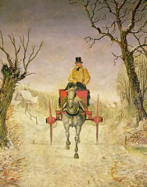 Mail Cart, Christmas Oil Painting by R.R. Ripley