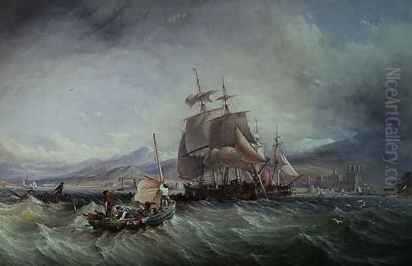 Off Caernarvon, 1858 Oil Painting by Thomas Sewell Robins