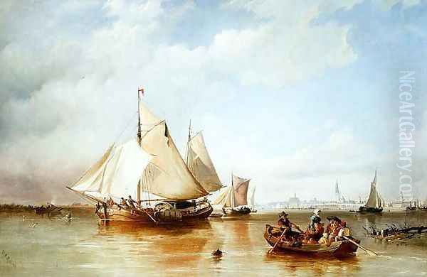 Shipping Oil Painting by Thomas Sewell Robins