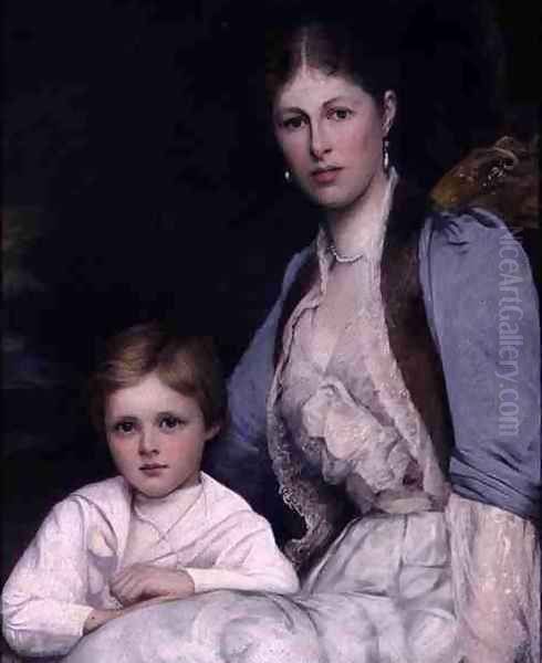 Wife and Son of the 3rd Earl of Morley Oil Painting by Ellis William Roberts