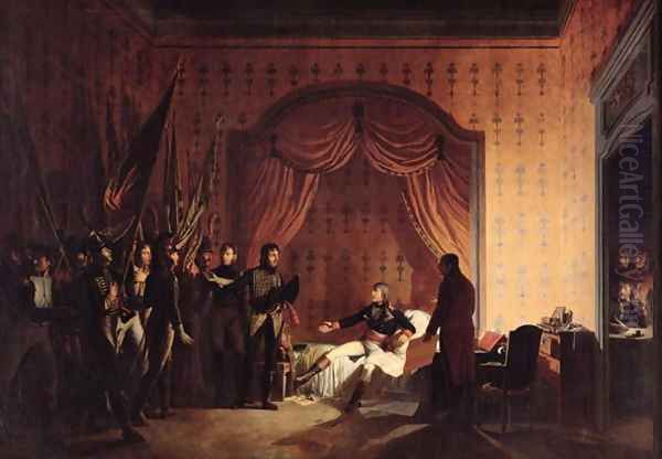 General Bonaparte Receiving Captured Austro-Sardinian Flags at Millesimo after the Battle of Montenotte on the 13th April 1796 Oil Painting by Adolphe Roehn