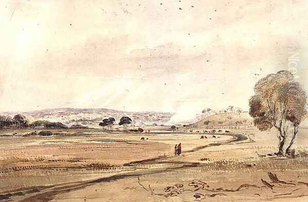 Sketch of the general appearance of Melbourne, Port Philip from the southward, c.1840 Oil Painting by Robert Russell