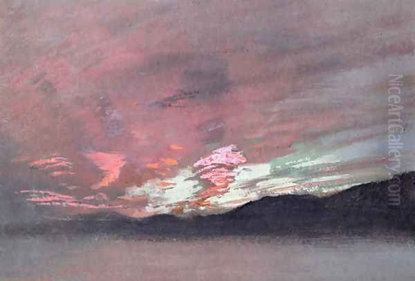 Stormy Sunset from Brantwood, Ruskins home in Cumbria Oil Painting by John Ruskin